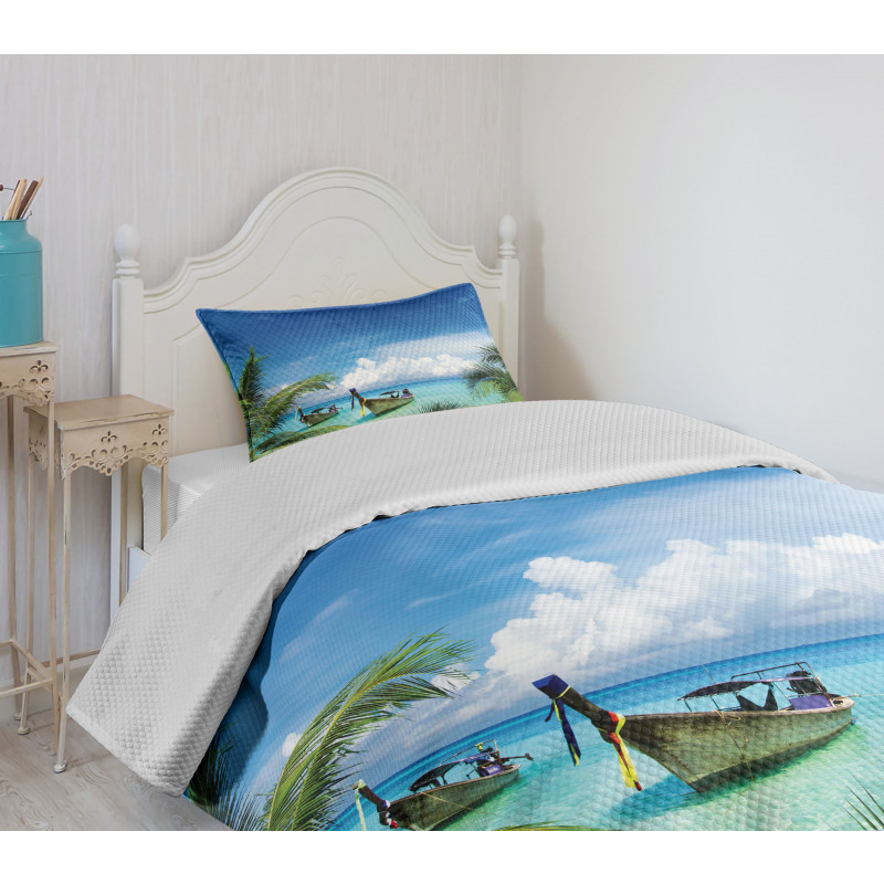 Palm Beach Fishing Boats Bedspread Set