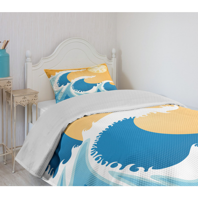 Huge Sea Waves Summer Bedspread Set