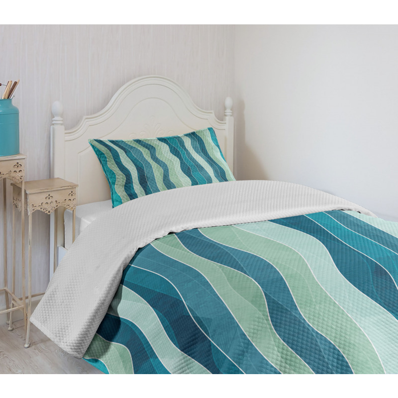 Grunge Wave Pattern Bedspread Set