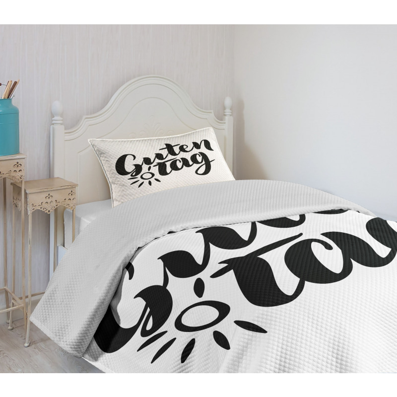 Hand Lettering Guten Tag Bedspread Set