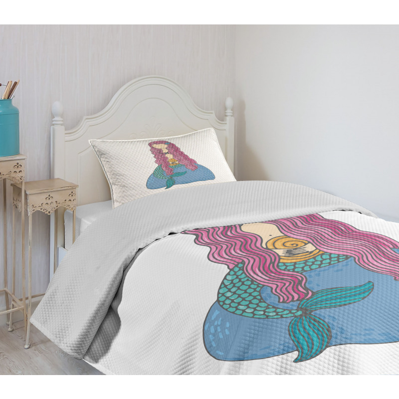 Girl Pink Hair Bedspread Set