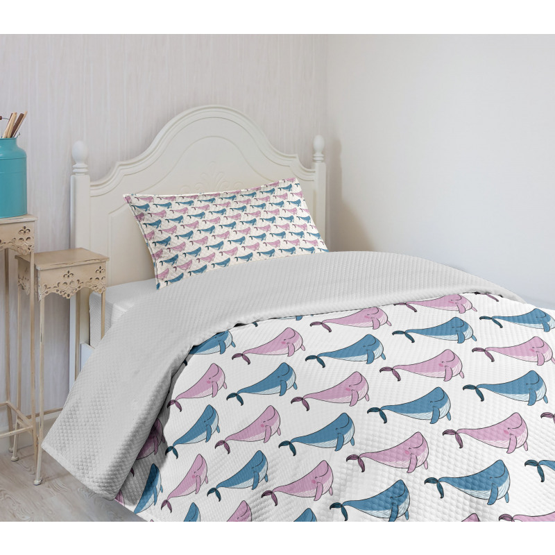 Swimming Happy Fish Sea Bedspread Set