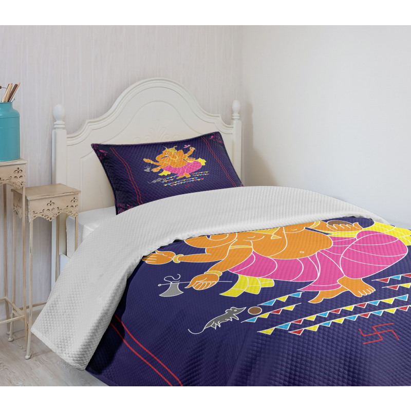 Elephant Illustration Bedspread Set