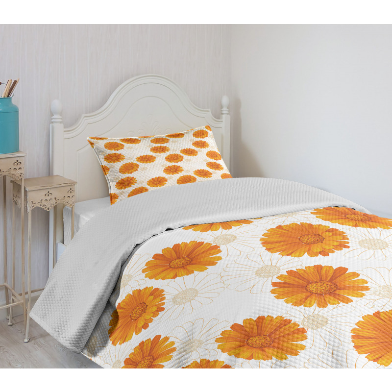 Calendula Flowers Bedspread Set