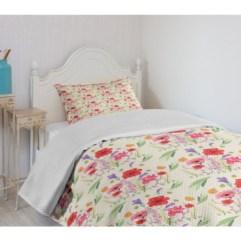 Colorful Botanical Art Bedspread Set