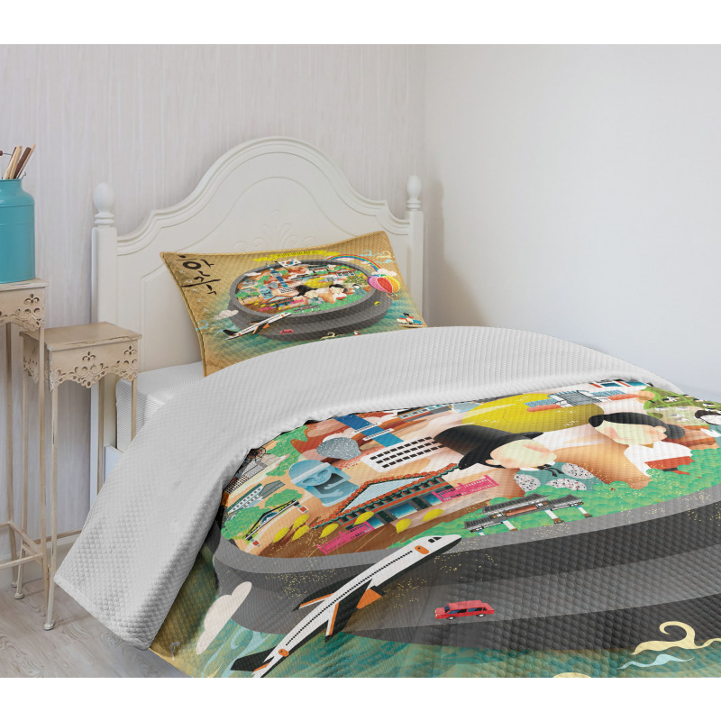 Cartoon Style Khimchi Pot Bedspread Set