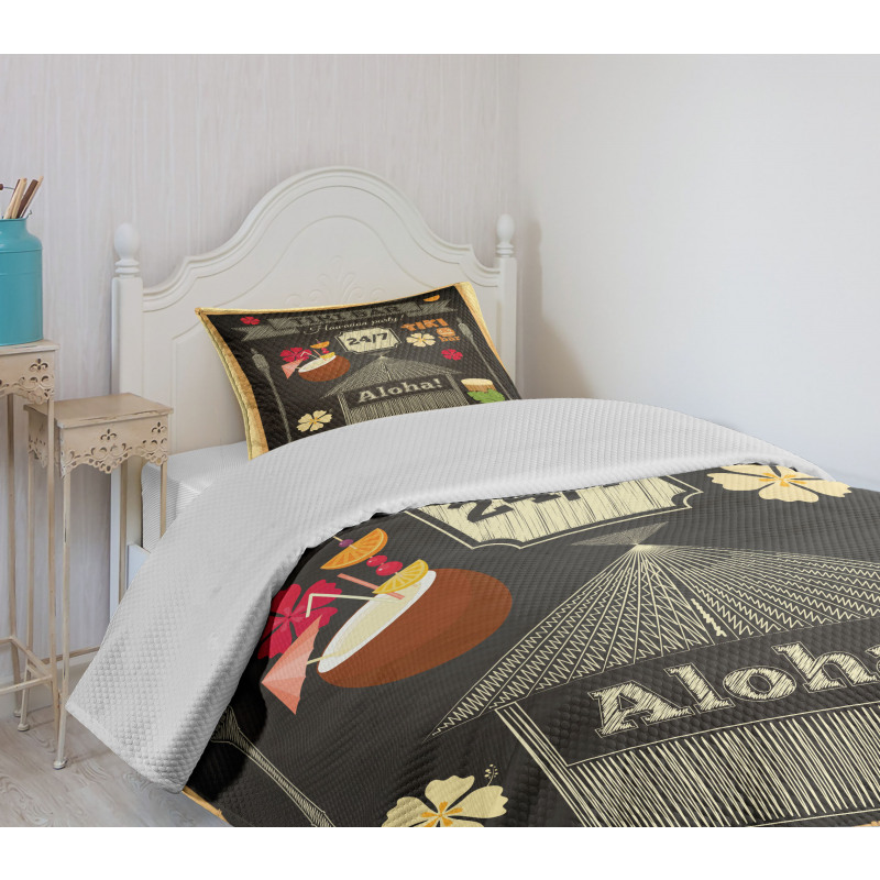 Traditional Tiki Bar Bedspread Set