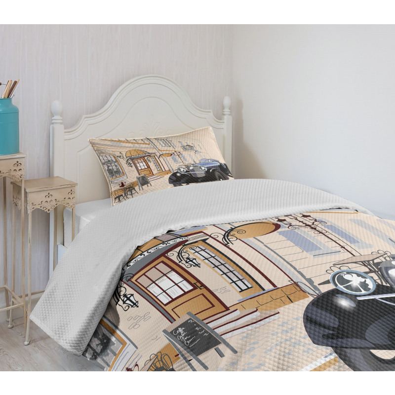 Old School Car Cafe Bedspread Set