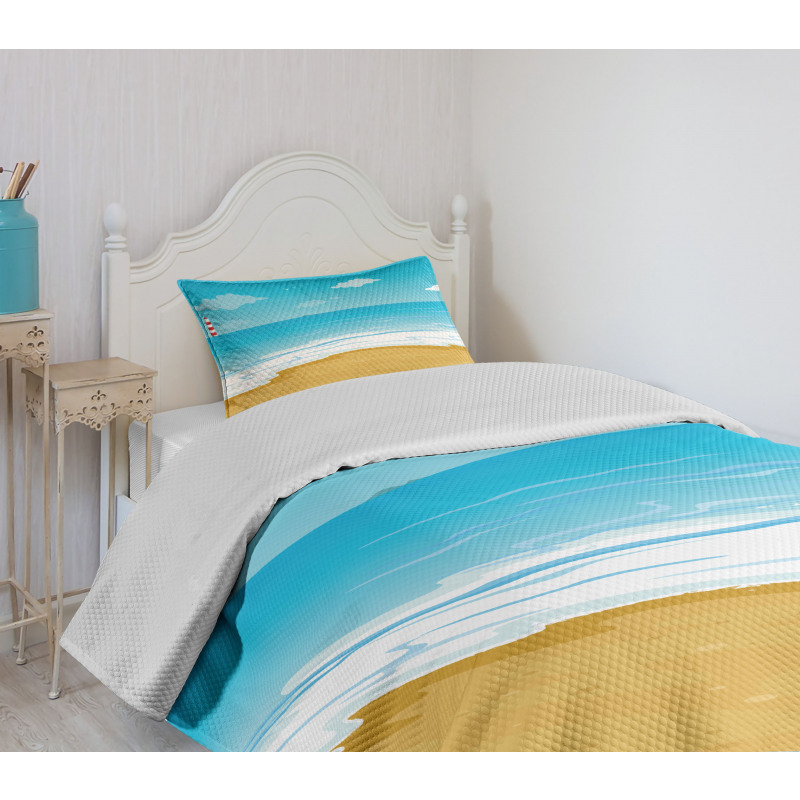 Sandy Beach Ocean Bedspread Set