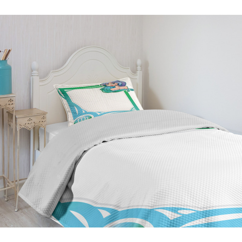 Cartoon Frame Girl Bedspread Set