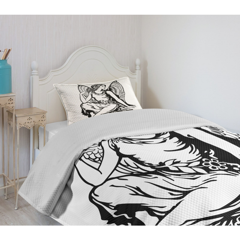 Young Angel Tattoo Bedspread Set