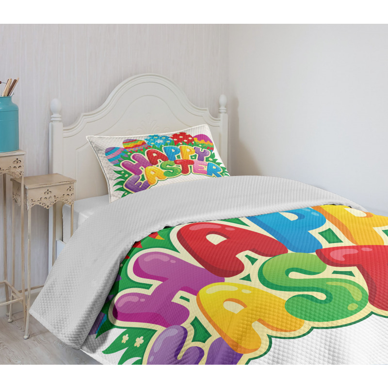 Cartoon Ornamental Eggs Bedspread Set