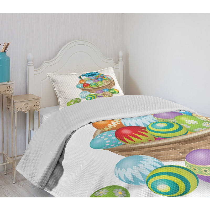 Basket of Colorful Eggs Bedspread Set