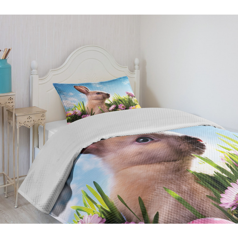 Eggs and Fluffy Bunny Bedspread Set