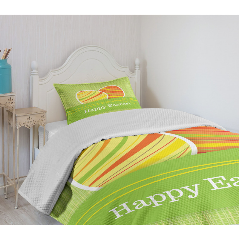 Striped Eggs Bedspread Set