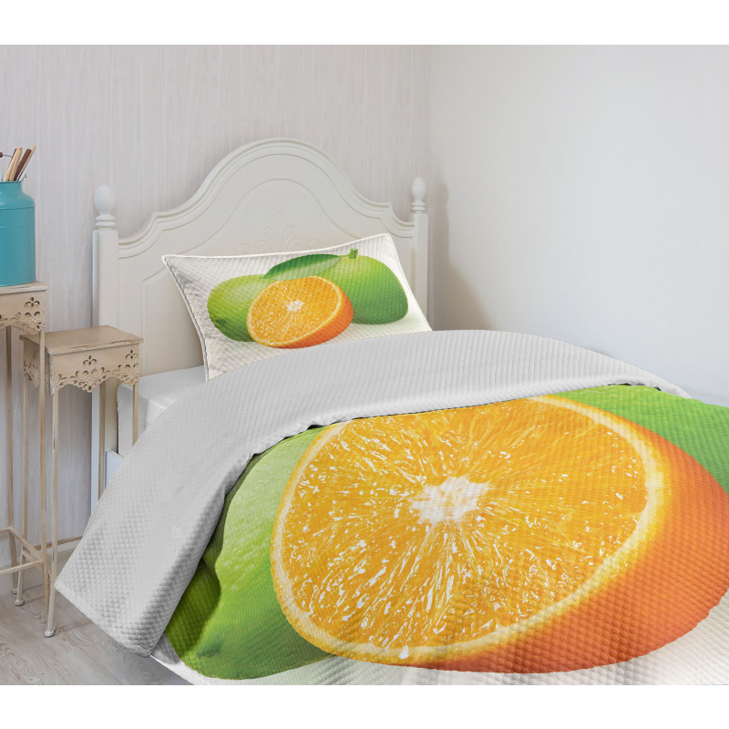 Lime Orange Design Bedspread Set