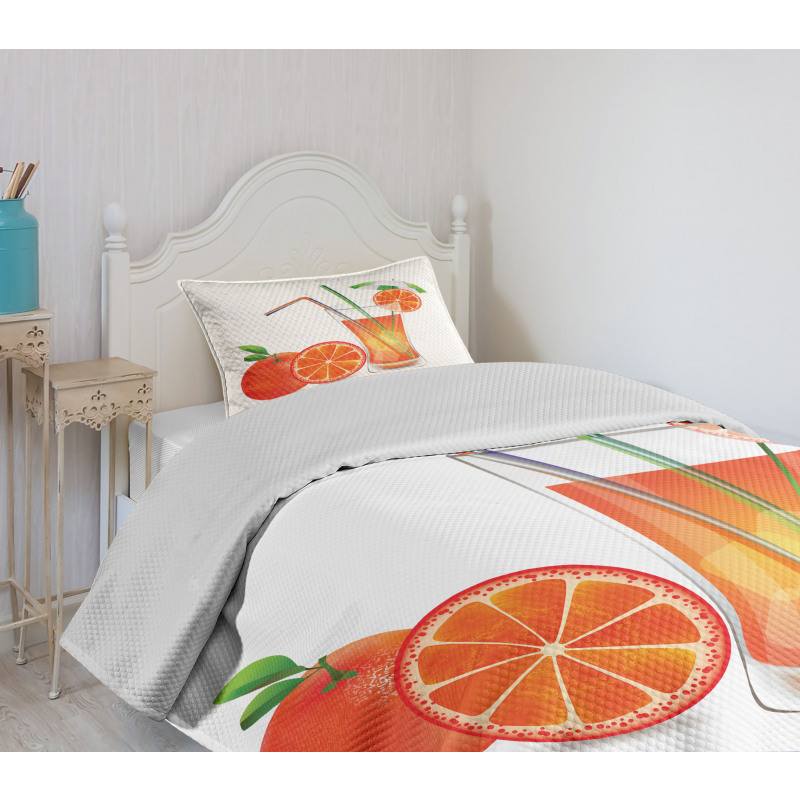 Orange Juice Glass Bedspread Set
