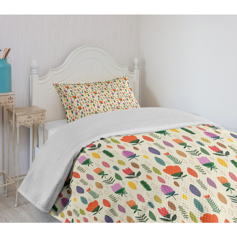 Seasonal Pastel Floral Bedspread Set