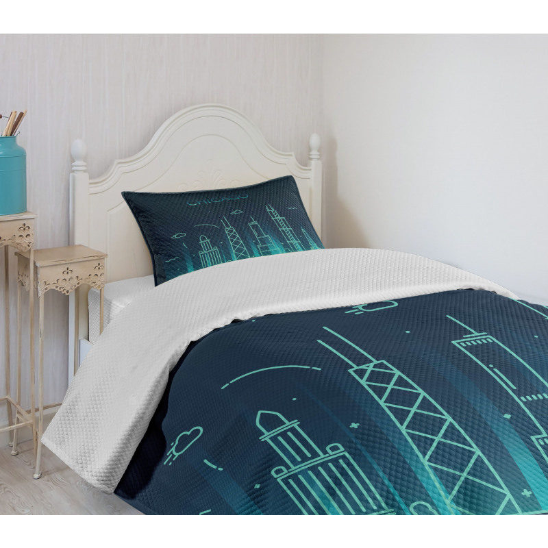 Blue Panorama Bedspread Set