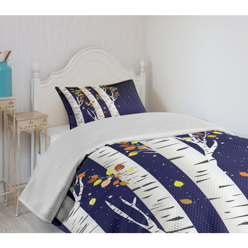 Birch Trees with Foliage Bedspread Set