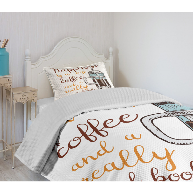 French Press and Words Bedspread Set