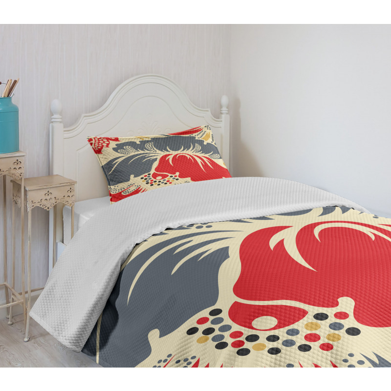 Abstract Chinese Floral Bedspread Set
