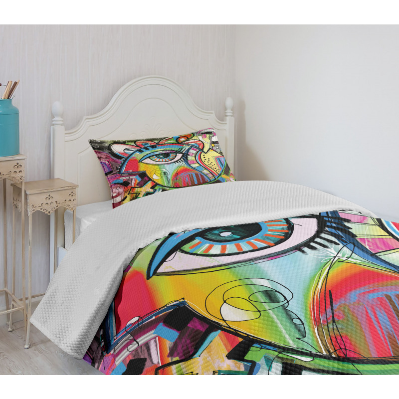 Colorful Art Eye Bedspread Set