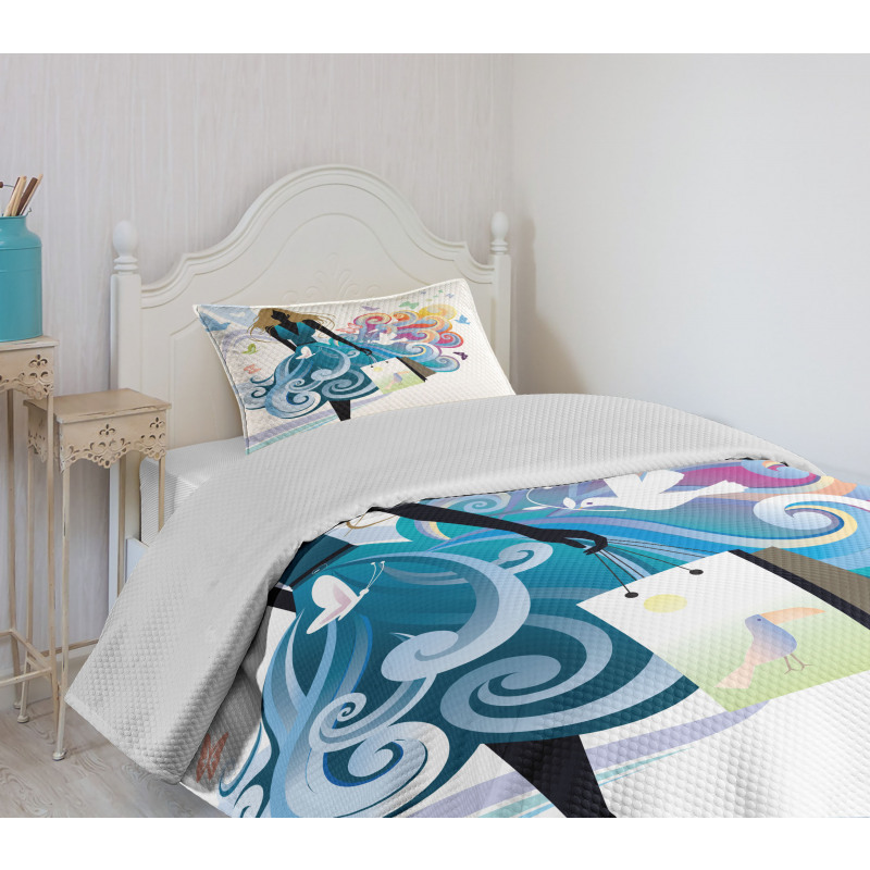 Shopping Woman Art Bedspread Set