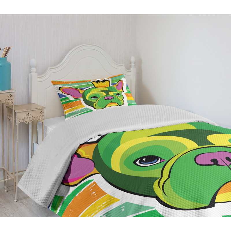 Crowned Dog Colorful Bedspread Set