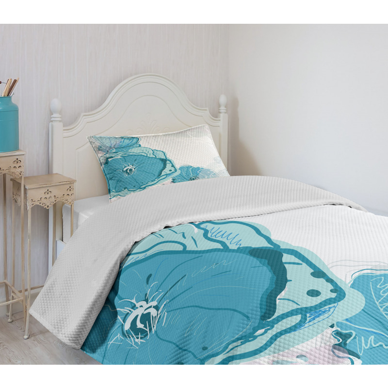 Blue Spring Blossoms Bedspread Set