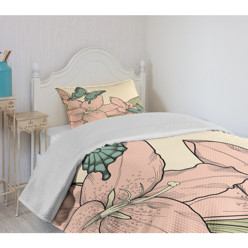 Butterflies and Lilies Bedspread Set