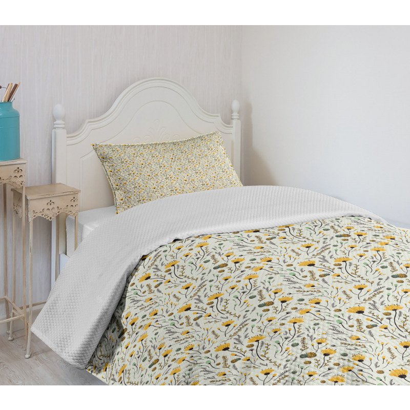 Yellow Spring Flowers Bedspread Set