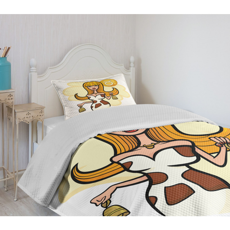 Cartoon Woman Bedspread Set