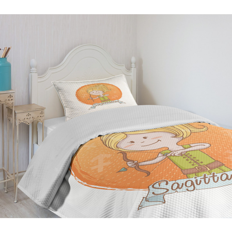 Cartoon Girl Bow Bedspread Set