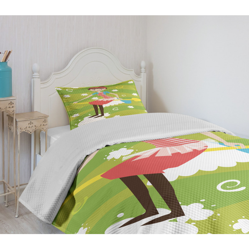 Girl on an Arrow Bedspread Set