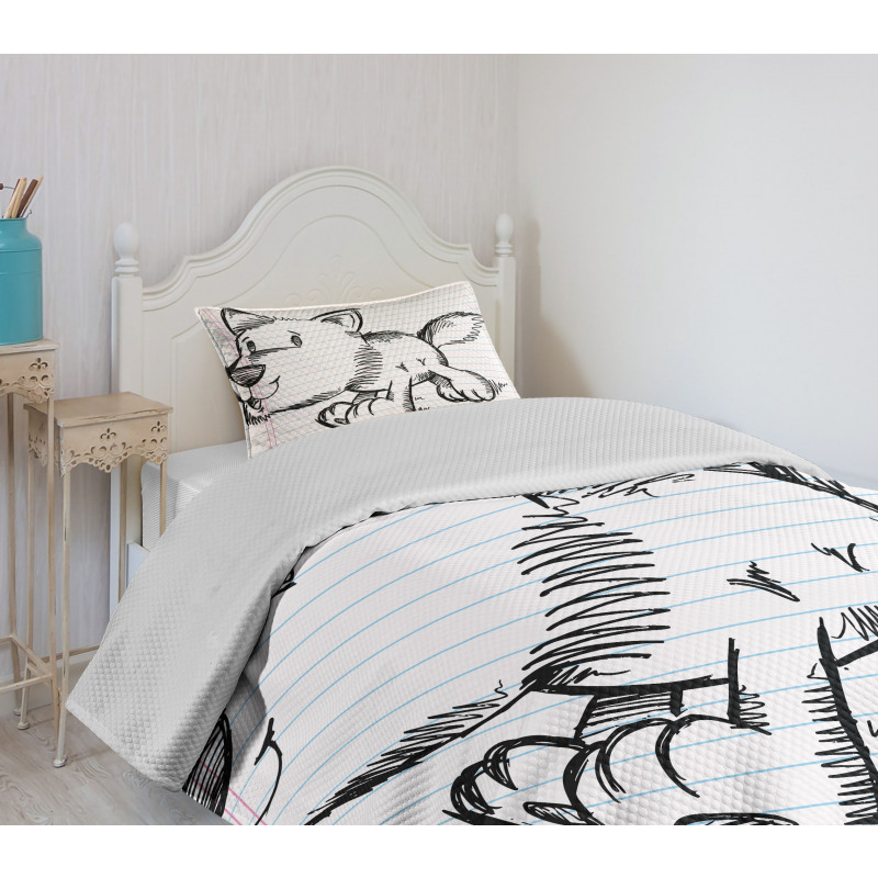 Scribble Art Puppy Dog Bedspread Set