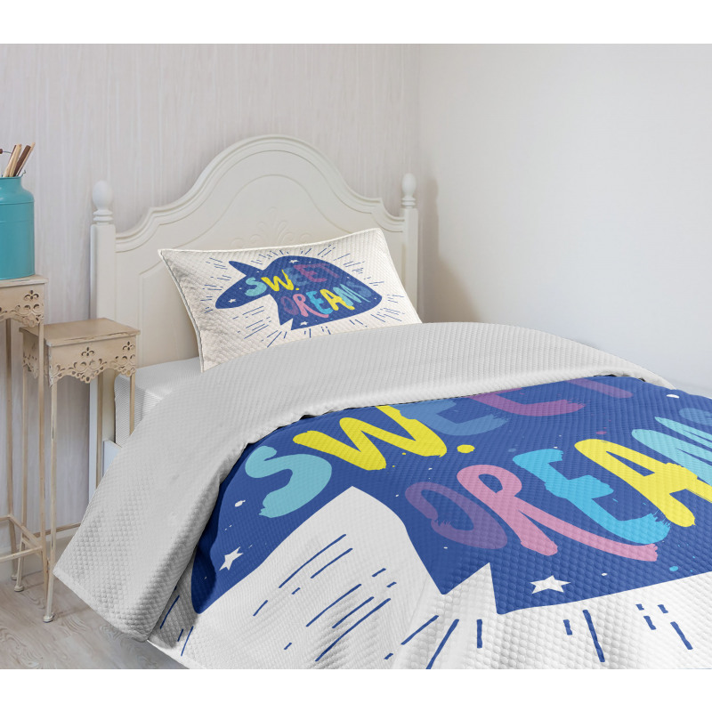 Blue Unicorn Head Bedspread Set