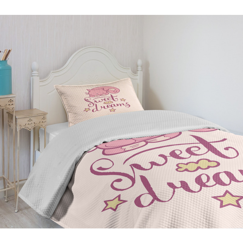 Cartoon Cat Stars Bedspread Set