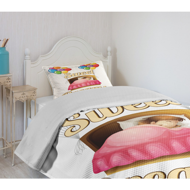 Cartoon Girl Night Bedspread Set