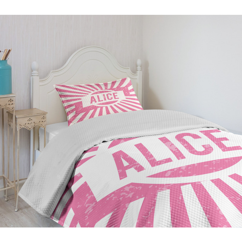 Pink Color Grunge Look Bedspread Set
