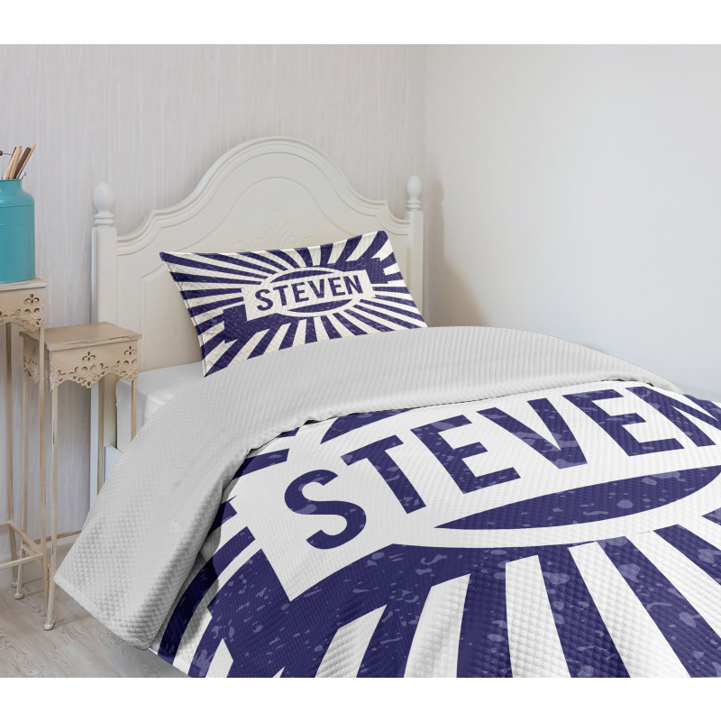 Name in Blue and White Bedspread Set