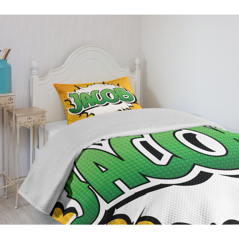 Male Name Comic Burst Bedspread Set