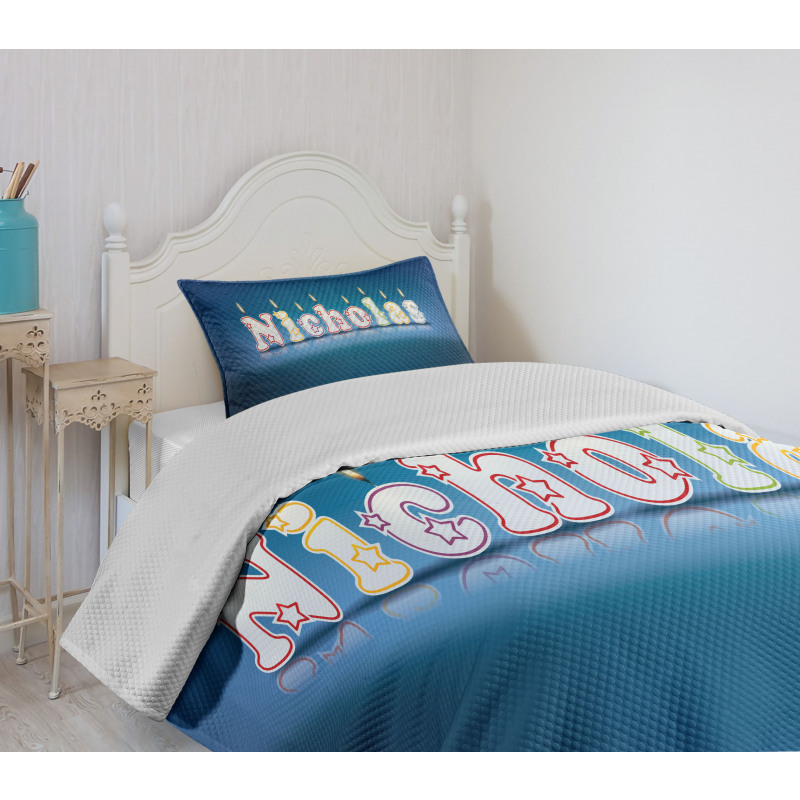 Boys Name Party Candle Bedspread Set