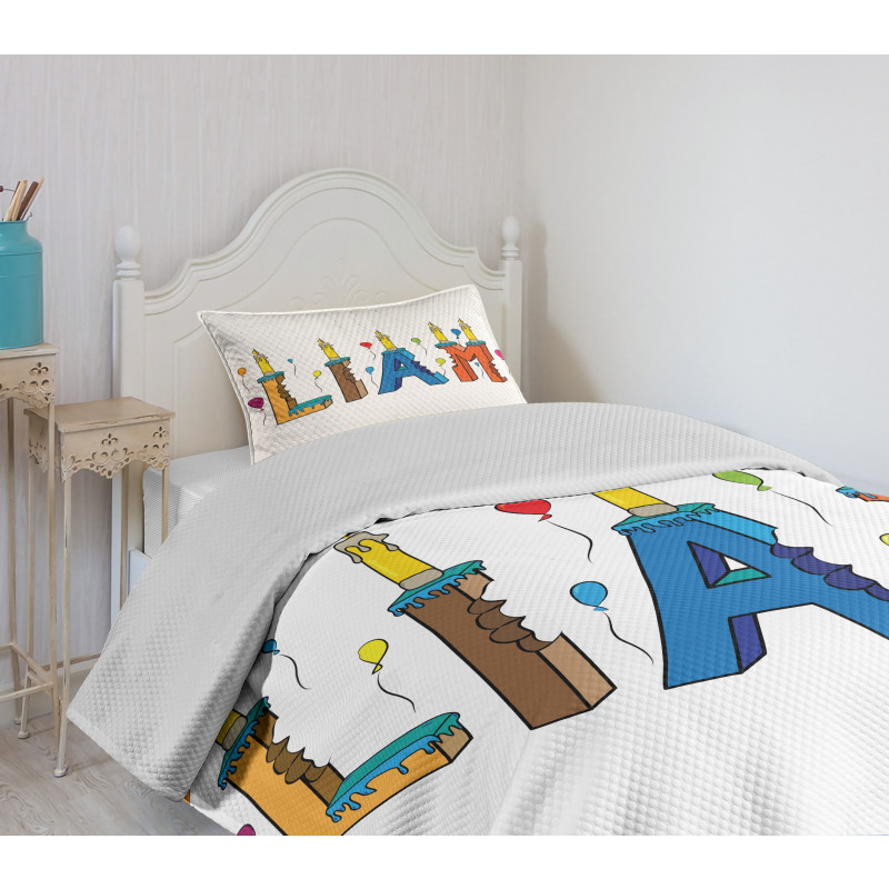 Colorful Letter Cakes Bedspread Set