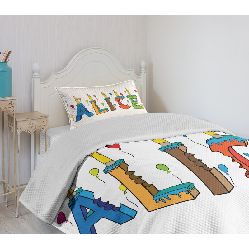 Colorful Girl Name Design Bedspread Set