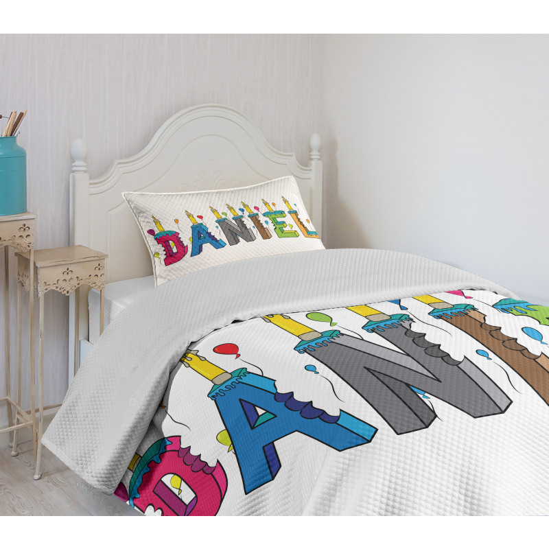 Grooving Male Name Cake Bedspread Set