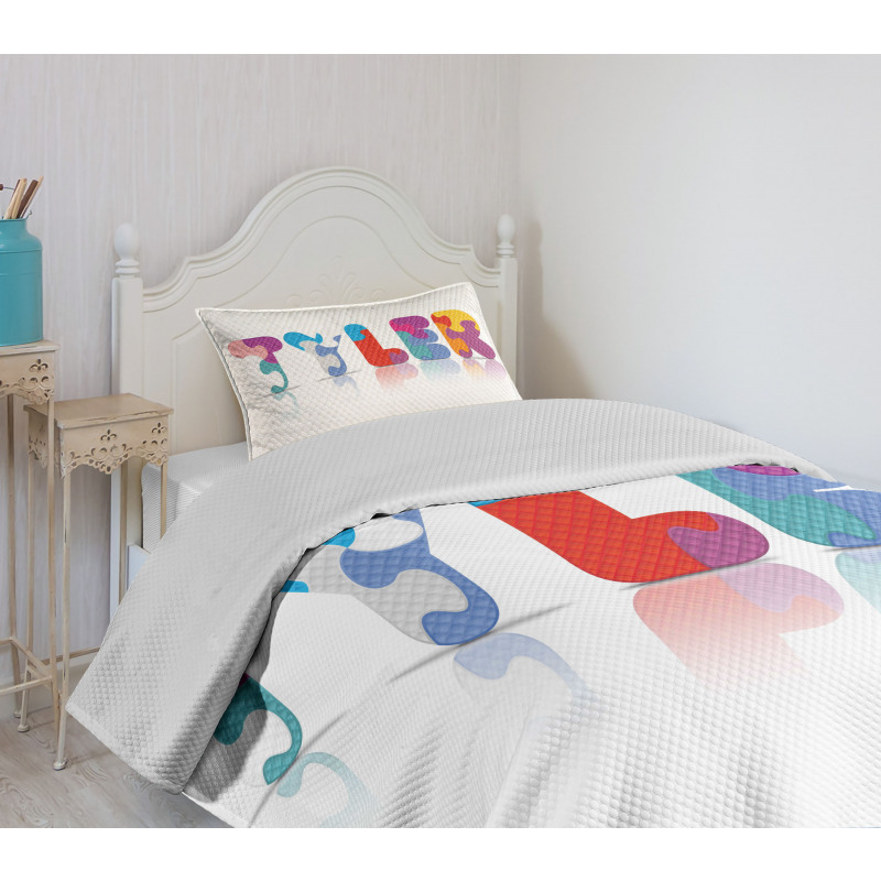 Arrangement of Letters Bedspread Set