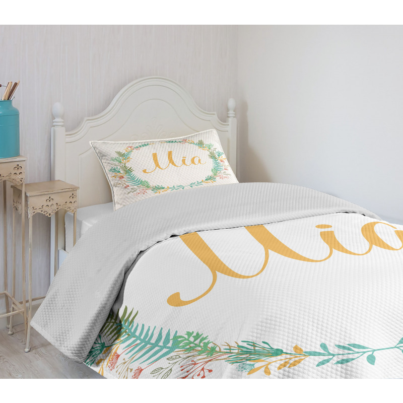 Frame of Flowers Ferns Bedspread Set