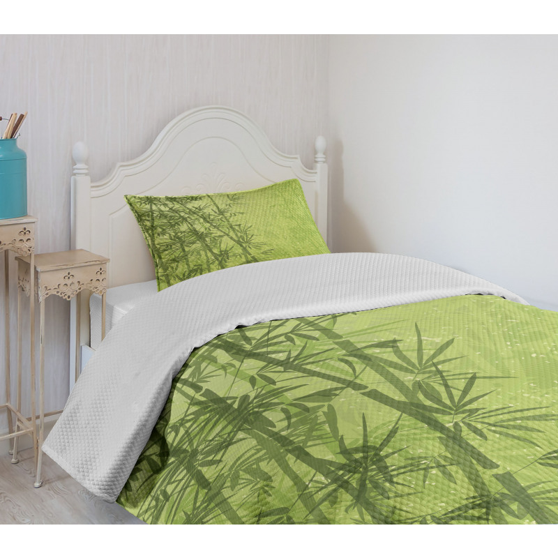 Green Bamboo Growth Bedspread Set