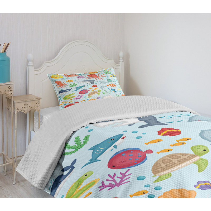 Sea Animals Submarine Bedspread Set